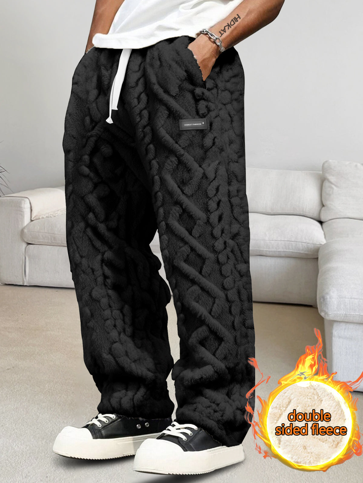 Men’s Fleece-Lined Lounge Pants – Warm Drawstring Winter Comfort