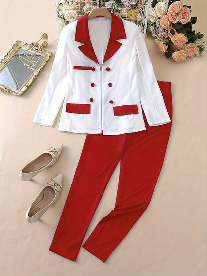 Women's Elegant Patchwork Fashion Suit – Spring/Fall Two-Piece Set