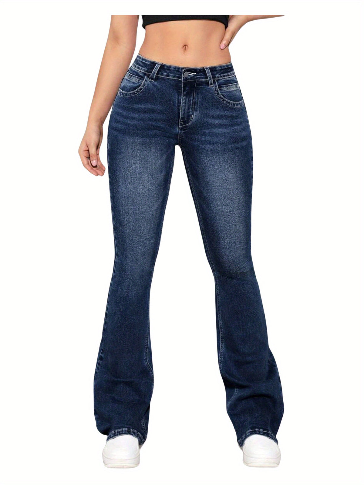Classic Flared Denim Jeans – High Waist Vintage Wide Leg Fit