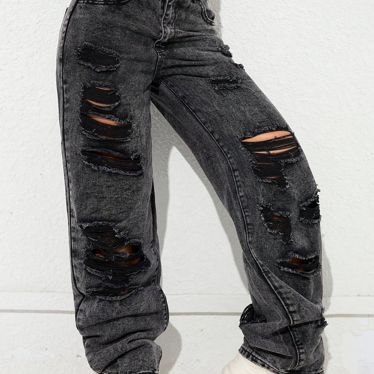Jean Large Coupe Vintage Effet Délavé – Denim Urbain Bleu Lavé Classique
