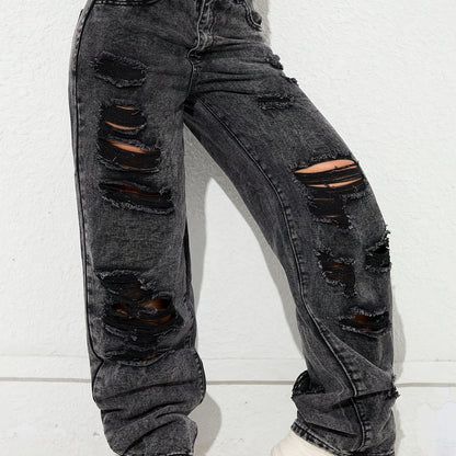 Jean Large Coupe Vintage Effet Délavé – Denim Urbain Bleu Lavé Classique