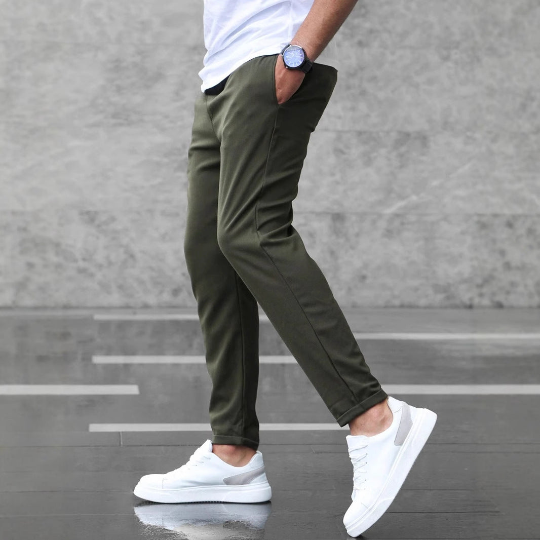 Loom & Soul™ Men’s Slim Fit Drawstring Pants – Casual Mid-Waist Trousers with Pockets
