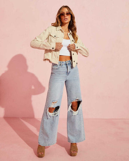 Loom & Soul™ Jean Slim Effet Délavé – Jean Taille Haute Extensible pour Femme