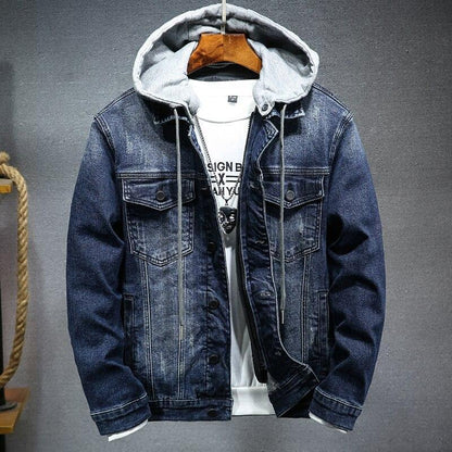 Veste en jean épaisse Loom & Soul pour homme – Blouson d'hiver slim à capuche en coton