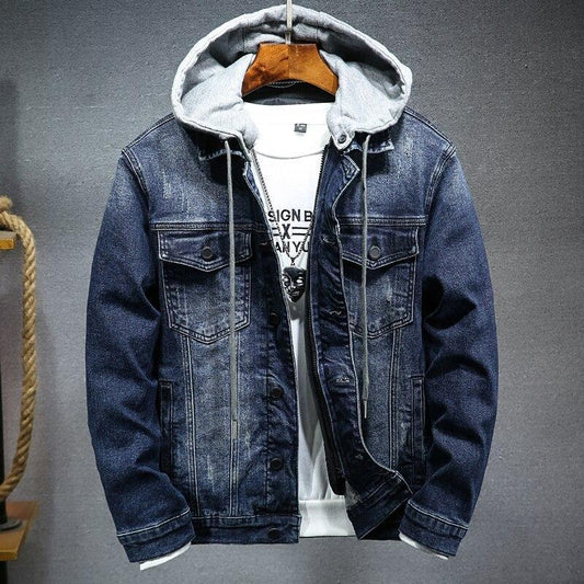 Loom & Soul Men’s Thick Denim Jacket – Hooded Winter Slim Fit Cotton Outerwear