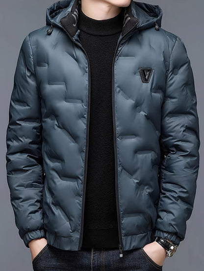 Men’s Windproof Hooded Jacket – Full-Zip Outdoor Winter Coat