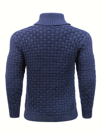 Pull en tricot gaufré pour homme – Grande élasticité avec col à revers