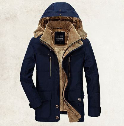 Manteau en coton à capuche pour homme – Cardigan d'hiver épais multi-poches