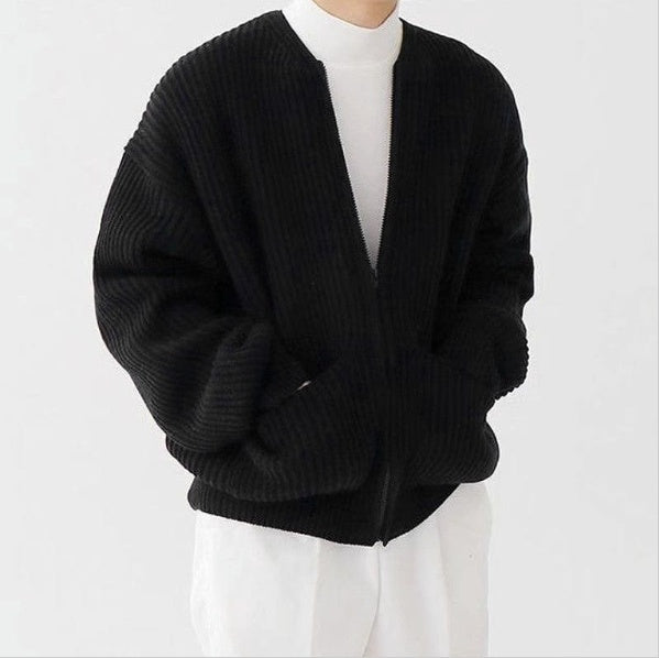 Cardigan Tricoté Zippé Homme Loom & Soul™ – Col cheminée doux avec poches pour un confort toutes saisons