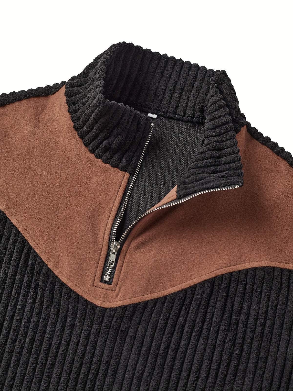 Pull Homme Demi-Zip Col Droit – Sweat Rétro Chaud et Côtelé