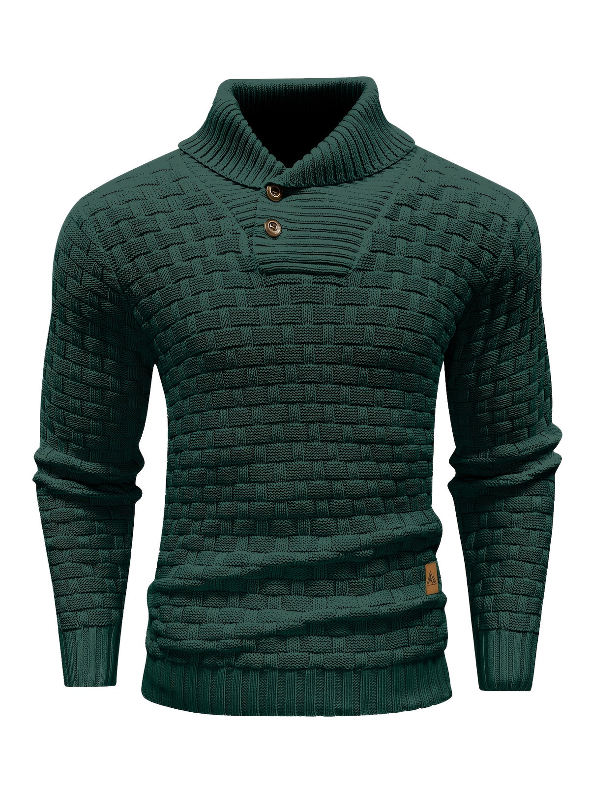 Pull en tricot gaufré pour homme – Grande élasticité avec col à revers