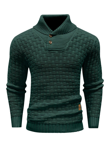 Pull en tricot gaufré pour homme – Grande élasticité avec col à revers