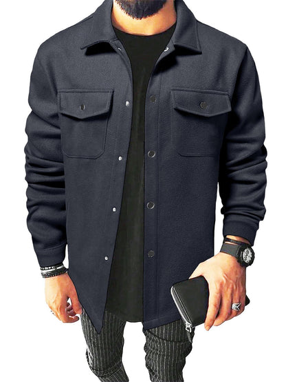 Loom & Soul Men’s Thick Casual Cardigan Shirt – British Style Long Sleeve
