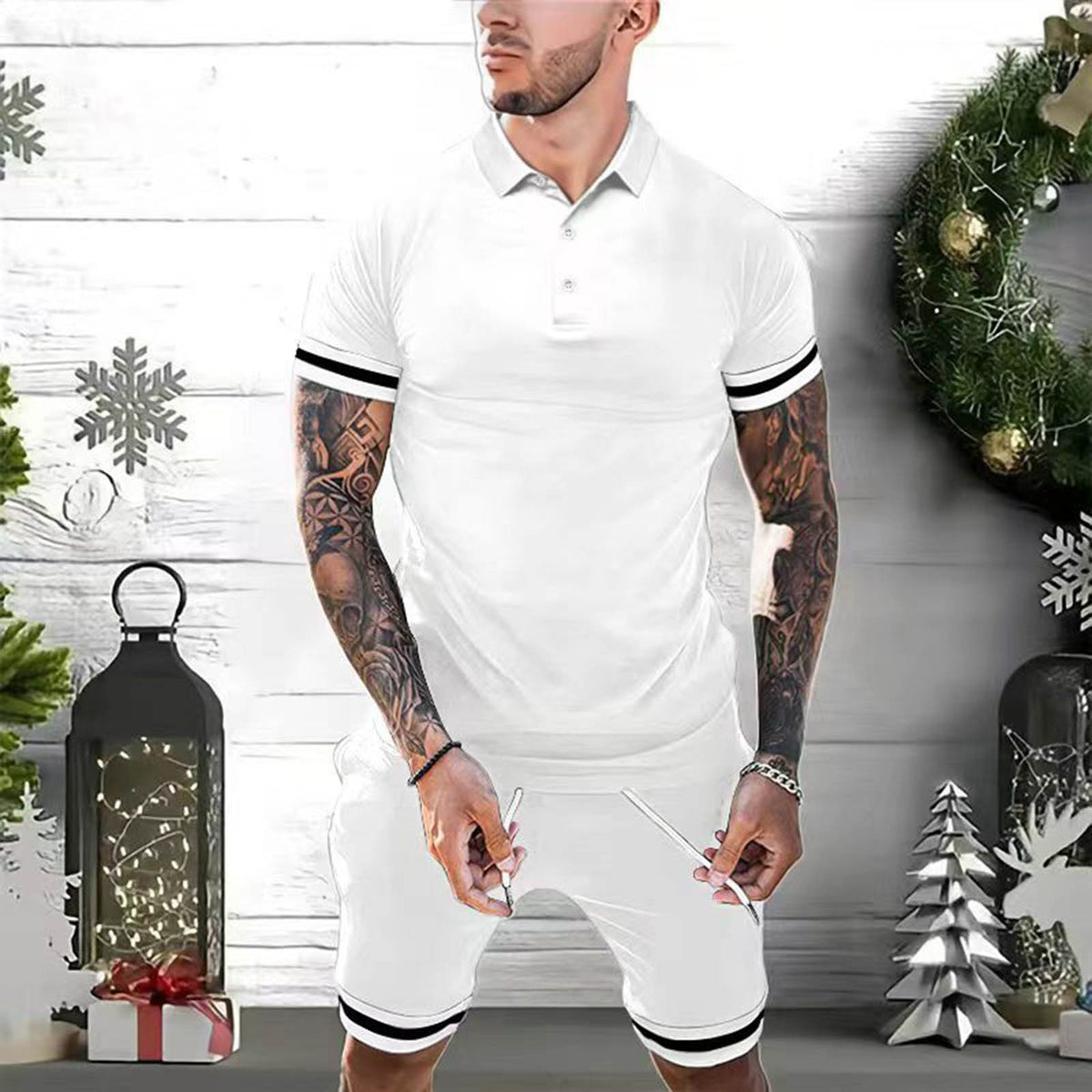 Ensemble 2 pièces d'été Polo et short pour homme – Tenue de sport décontractée