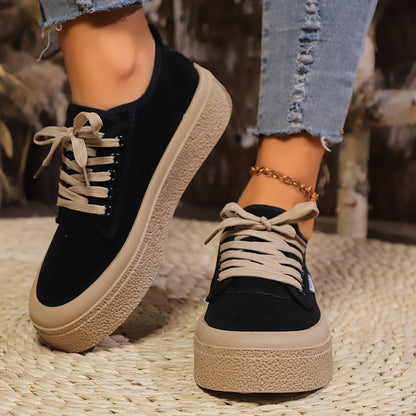 Baskets basses minimalistes à lacets pour femme – Chaussures décontractées polyvalentes