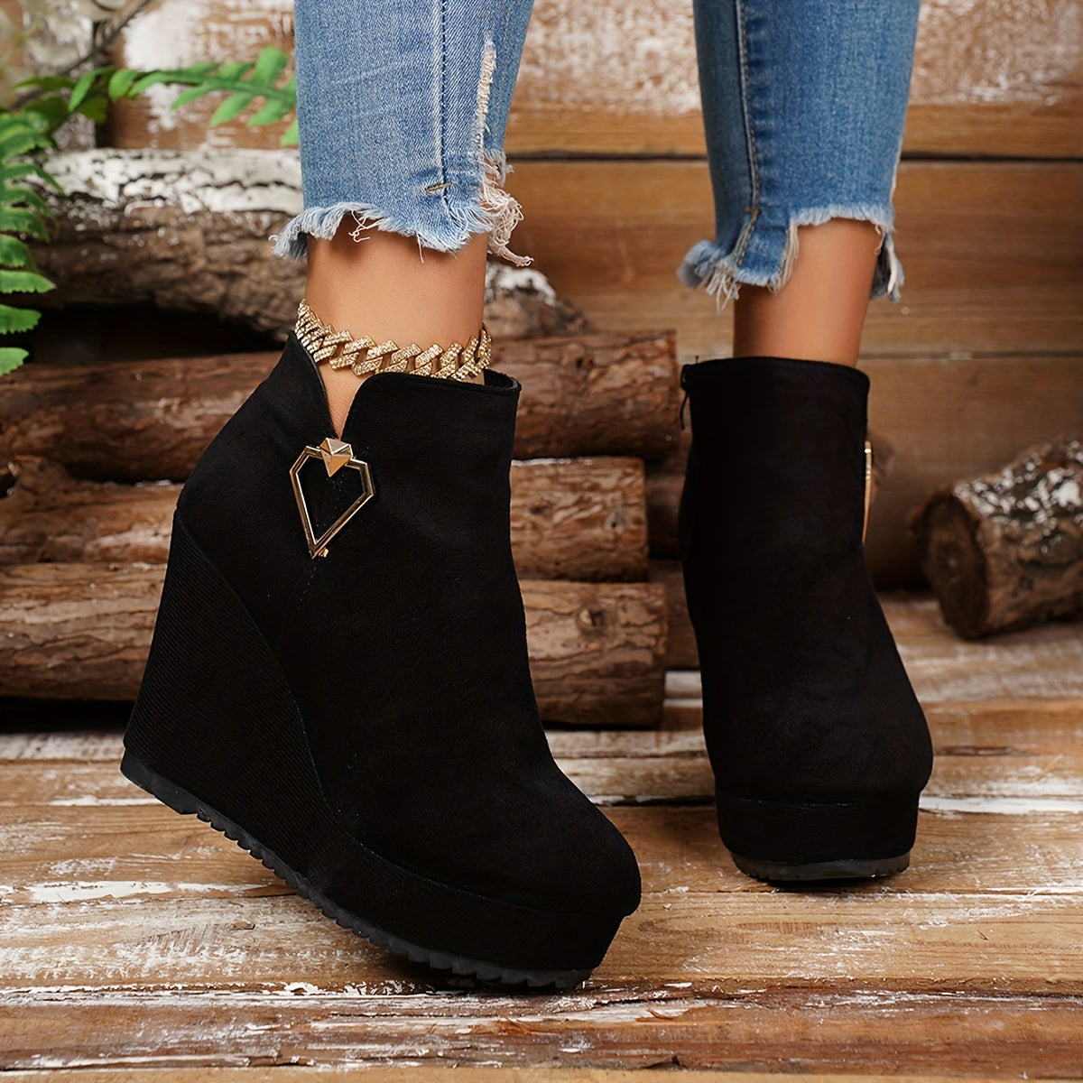 Botines de plataforma gruesa para mujer – Botas de moda con cremallera atrevida
