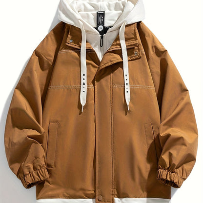 Veste zippée color block Loom & Soul pour homme – Coupe-vent léger à capuche