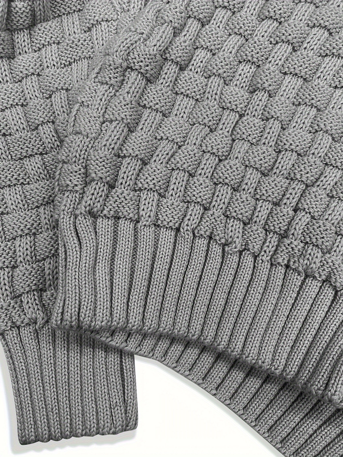 Pull en tricot gaufré pour homme – Grande élasticité avec col à revers