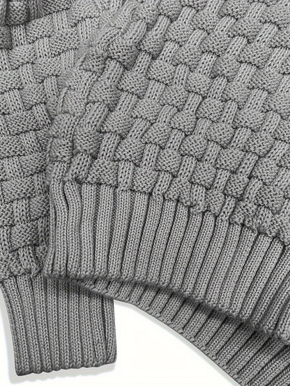 Pull en tricot gaufré pour homme – Grande élasticité avec col à revers