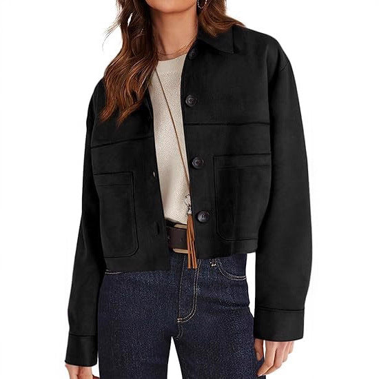 Blouson court femme en simili-daim – Style léger pour les trajets quotidiens