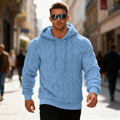 Men’s Plush Fleece Hoodie – Loose Fit Winter Pullover Sweatshirt