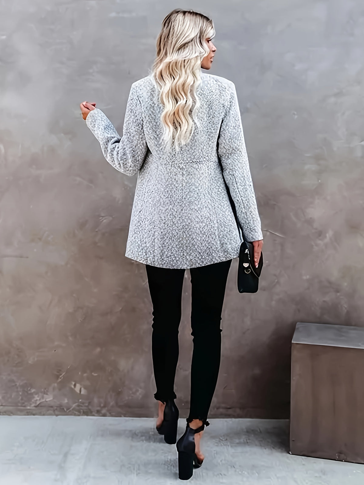 Abrigo elegante de largo medio - Chaqueta de mujer con costura en la cintura para otoño e invierno