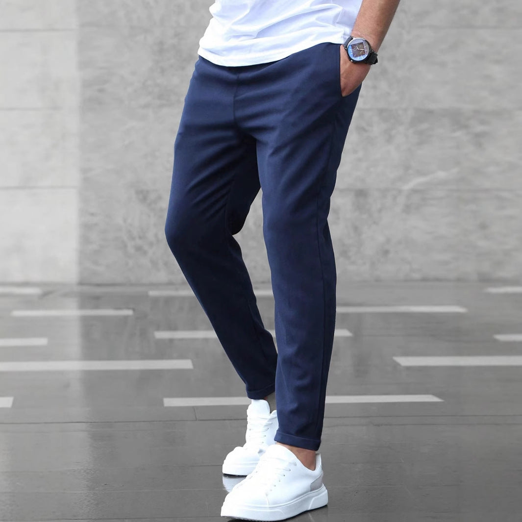 Loom & Soul™ Men’s Slim Fit Drawstring Pants – Casual Mid-Waist Trousers with Pockets