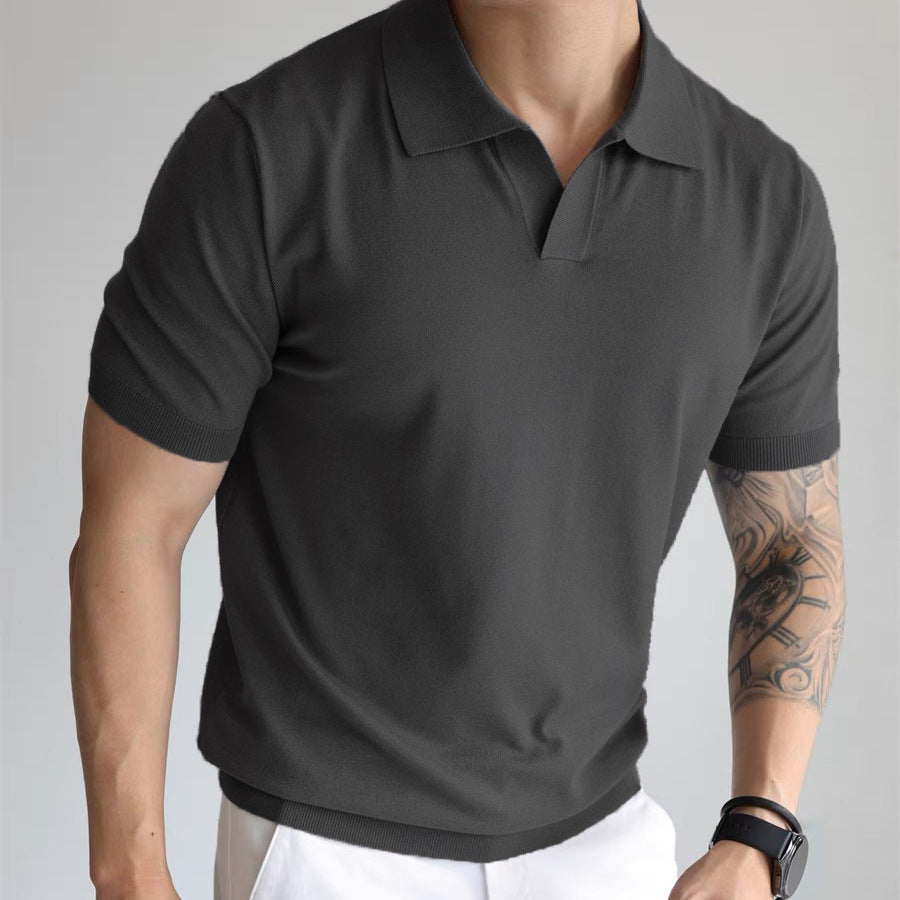 Men’s Summer Lapel T-Shirt – Lightweight Slim Fit Casual Tee