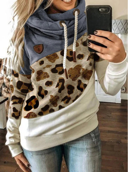 Women’s Printed Hooded Fleece Sweatshirt – Loose Urban Casual Fit