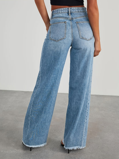 Jean taille haute ample pour femme – Denim décontracté extensible