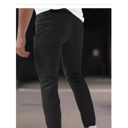 Men’s Slim Fit Cropped Dress Pants – Fleece Lined Casual Elastic Waist