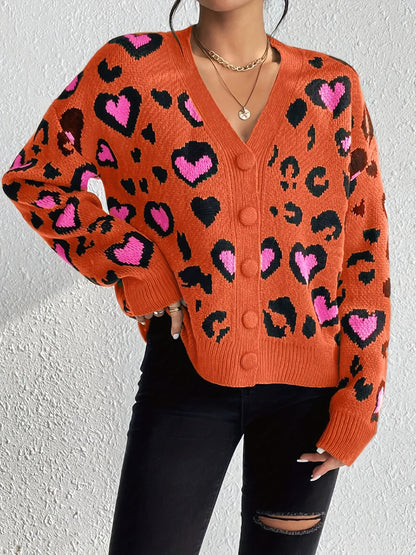 Pull jacquard léopard – Tricot décontracté élégant pour femme Printemps/Automne