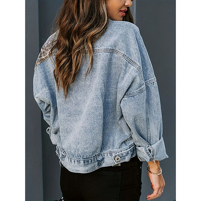 Women’s Cropped Distressed Denim Jacket – Streetwear Button Front