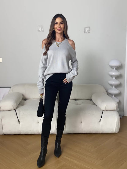 Women’s Elegant Crew Neck Pullover – Soft Knit Fall/Winter Sweater