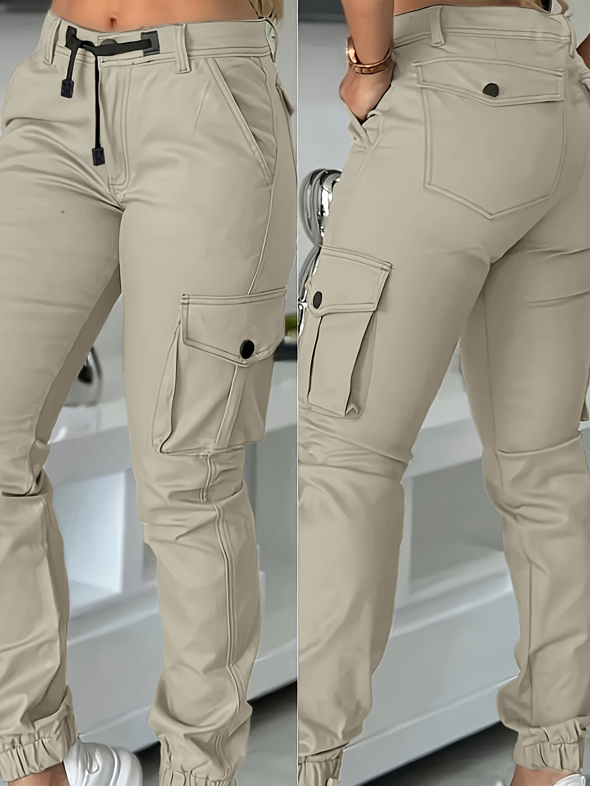 Pantalon Cargo Taille Haute Femme – Pantalon de Travail Élégant Toutes Saisons