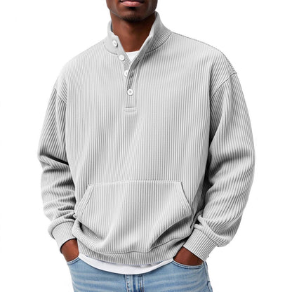 Men’s Solid Color Turtleneck Sweatshirt – Long Sleeve Casual Polo