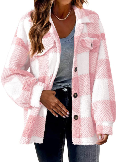Veste en molleton d'agneau Loom & Soul pour femme – Manteau Sherpa doux boutonné pour une chaleur hivernale douillette