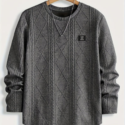 Sweat-shirt ras du cou géométrique pour homme – Pull décontracté à manches longues