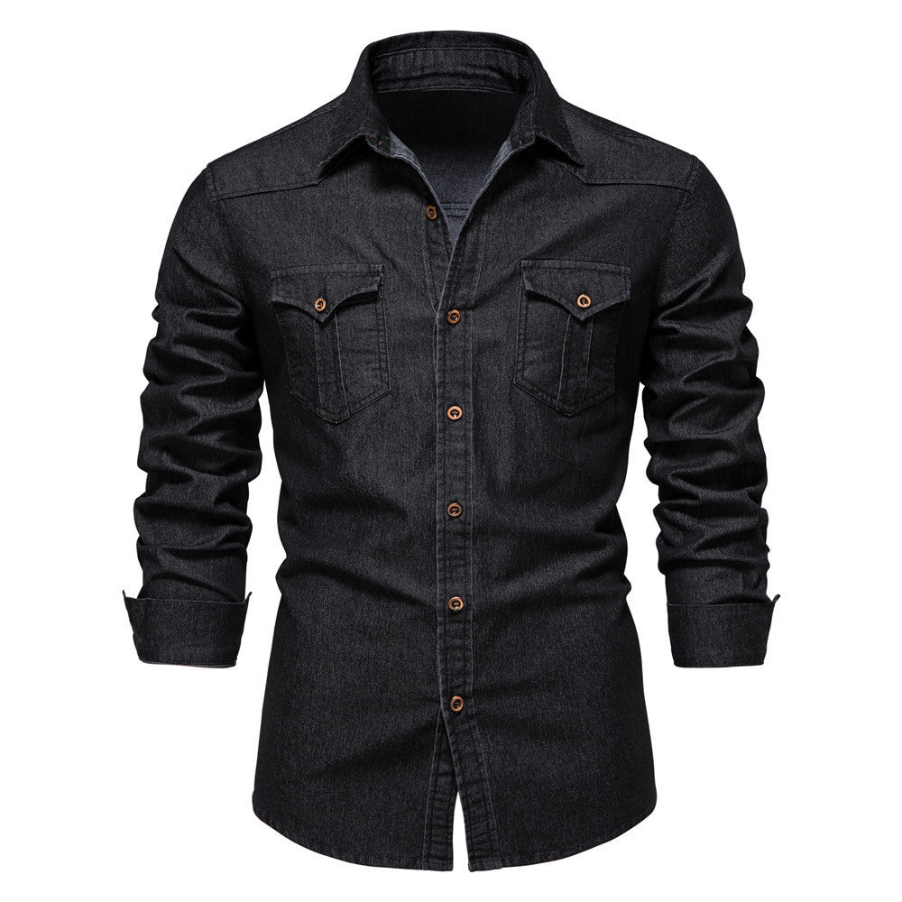 Chemise en jean Loom & Soul™ pour homme – Coupe ajustée, manches longues, boutonnée décontractée