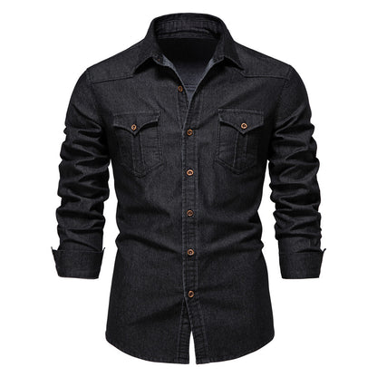 Chemise en jean Loom & Soul™ pour homme – Coupe ajustée, manches longues, boutonnée décontractée