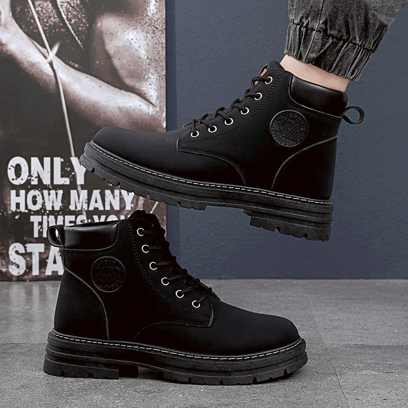 Loom & Soul™ Men’s Martin Boots – Waterproof Chunky Winter Ankle Boots with Anti-Slip Rubber Sole