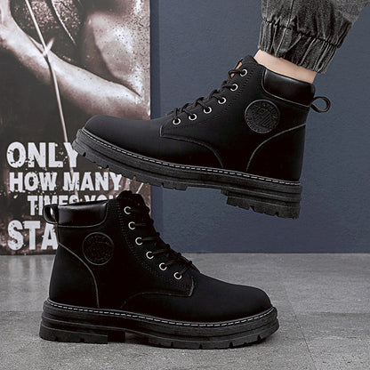 Loom & Soul™ Men’s Martin Boots – Waterproof Chunky Winter Ankle Boots with Anti-Slip Rubber Sole