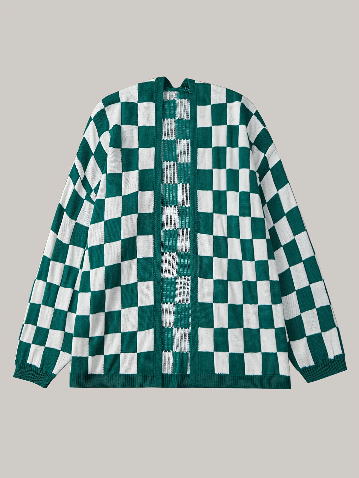 Cardigan vichy rouge et blanc – Pull en maille douillet pour femme automne/hiver
