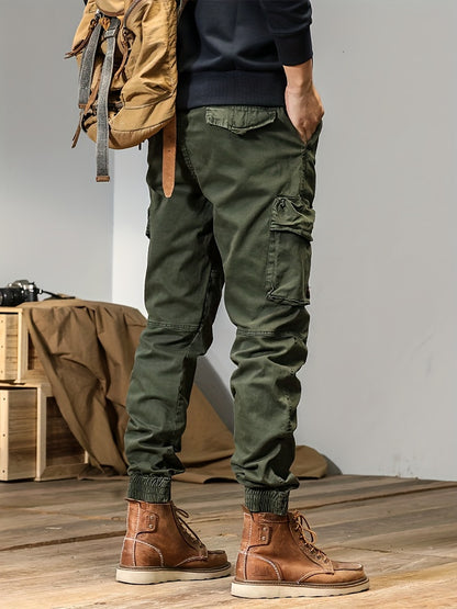 Men’s Multi-Pocket Work Pants – Outdoor Casual Cargo Trousers with Stretch