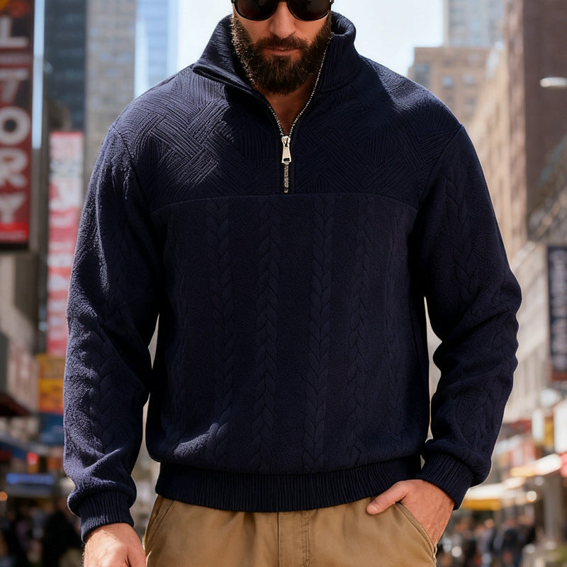 Veste à capuche zippée pour homme – Sweat-shirt décontracté coupe ample avec col montant