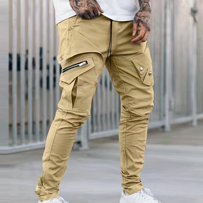 Pantalon cargo noir pour homme – Pantalon streetwear multipoches à cordon de serrage