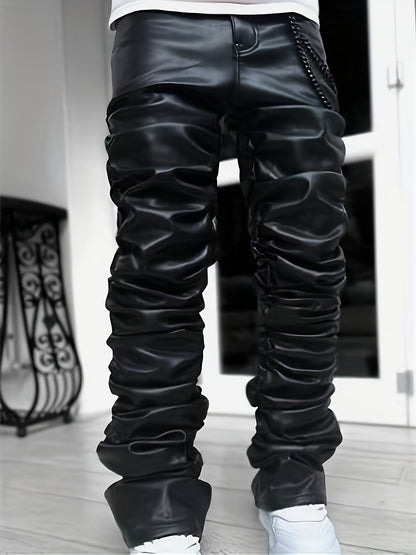 Men’s Casual Long Pants – Loose-Fit Straight-Leg Polyester Trousers
