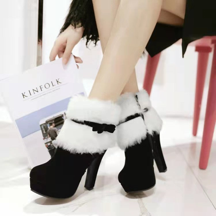 Loom & Soul Plush Winter High-Heel Martin Boots – Elegant Holiday Comfort