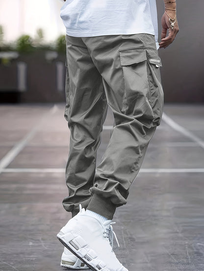 Men’s Olive Cargo Pants – Lightweight Multi-Pocket Streetwear Trousers