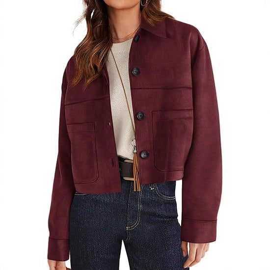 Blouson court femme en simili-daim – Style léger pour les trajets quotidiens